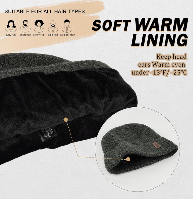 Wmcaps Warm Beanie for Men Women, Fleece Lined Beanie Warm Winter Caps Unisex Fashion Knit Cuffed Cap - Image 2